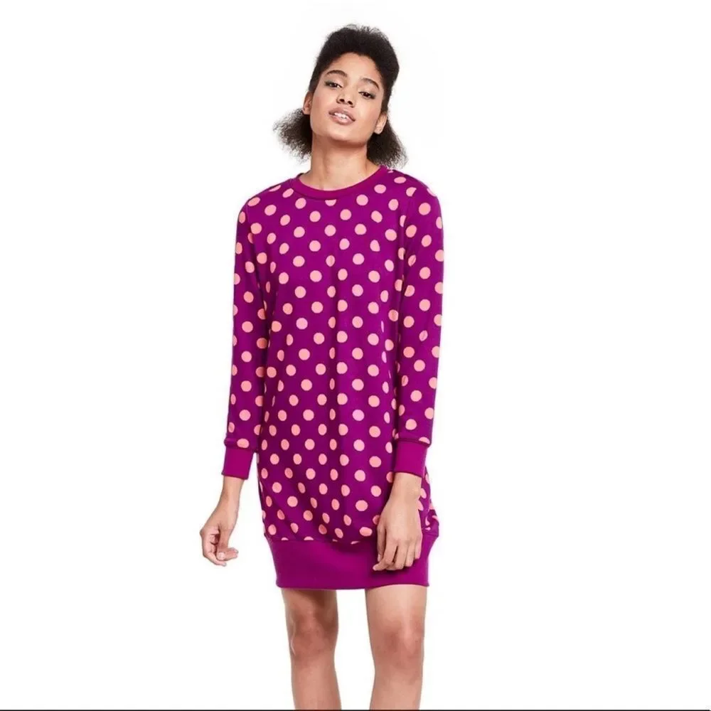 NWT Victor Glemaud x Target Purple & Pink Polka Dot Long Sleeve Tunic Dress